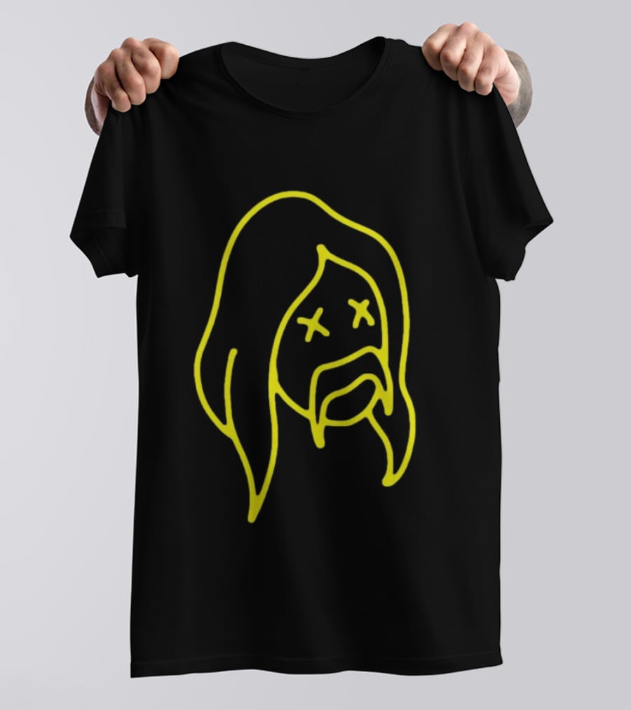Austin Meade Store Blackout Black Neon Yellow Face Lines T-Shirt