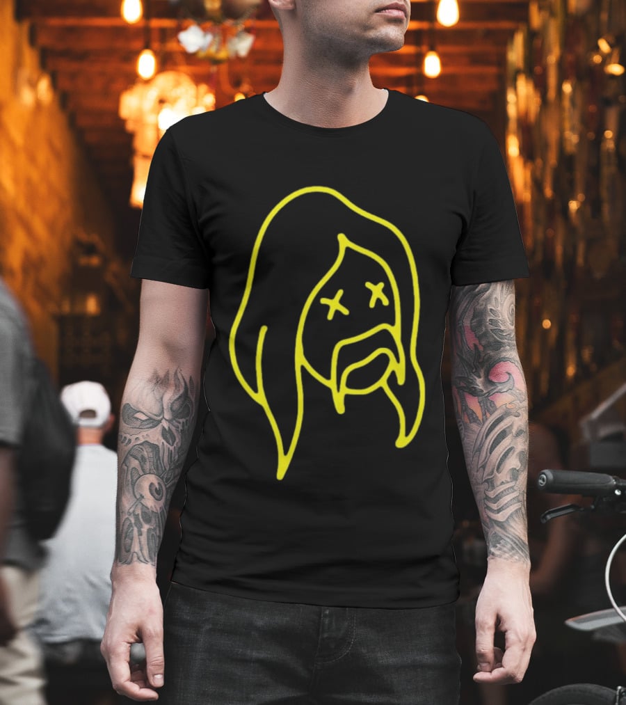 Austin Meade Store Blackout Black Neon Yellow Face Lines T-Shirt