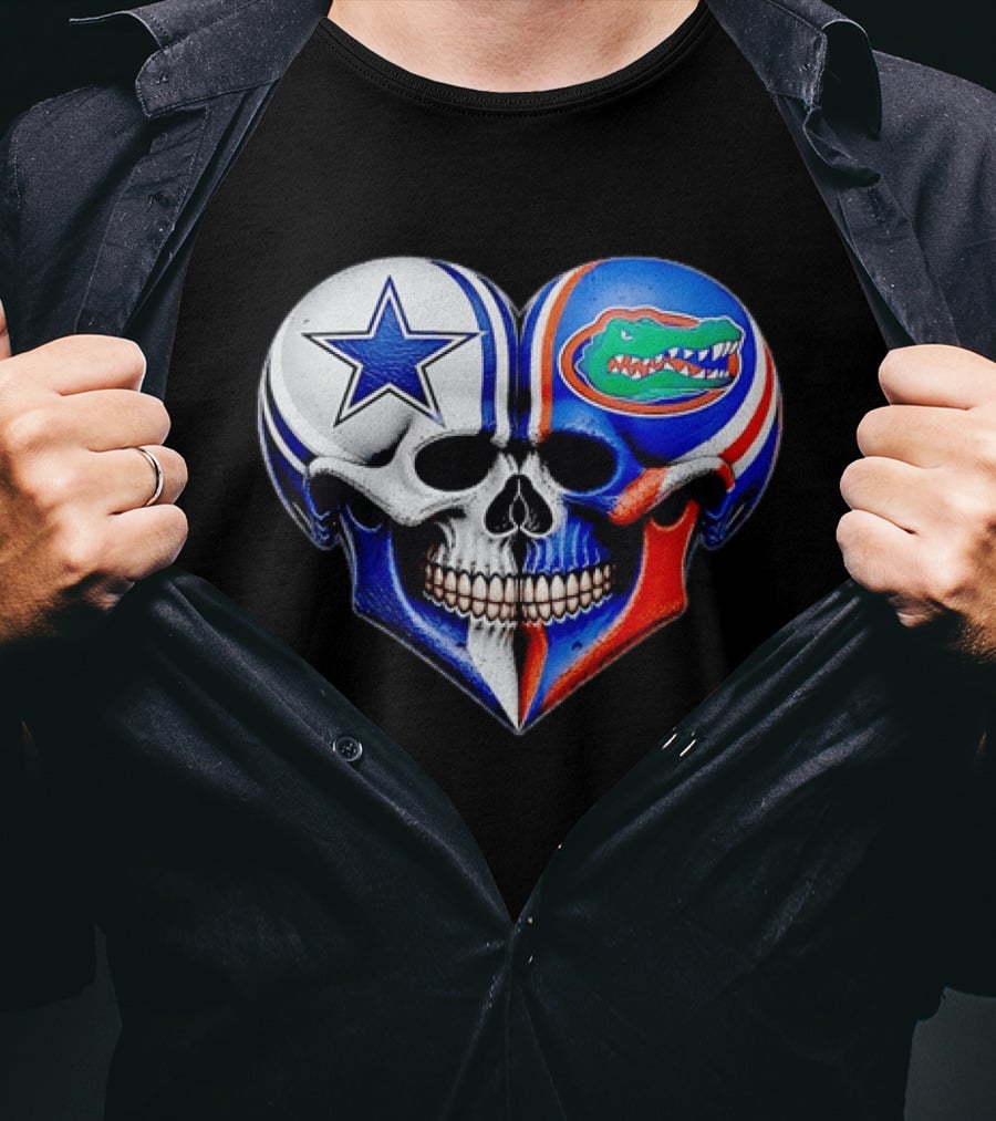 Dallas Cowboys Florida Gators Heart Skull T-Shirt