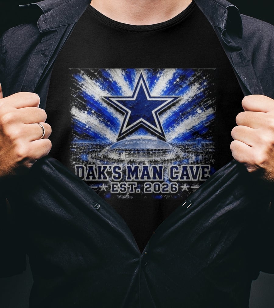 Dallas Cowboys AT&T Stadium Dak's Man Cave Established 2026 Starburst T-Shirt