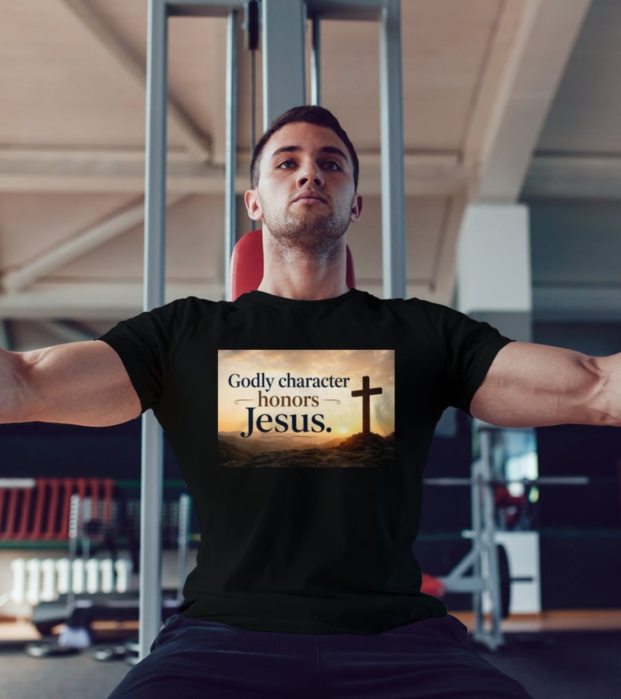Godly Character Honors Jesus Cross At Sunset T-Shirt