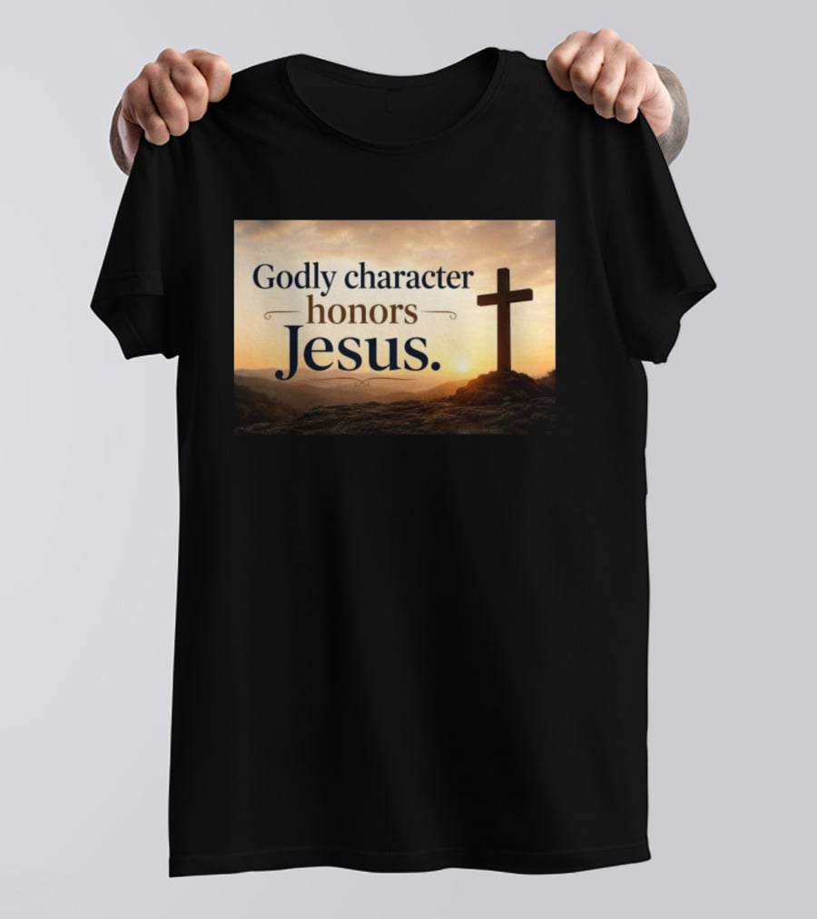 Godly Character Honors Jesus Cross At Sunset T-Shirt
