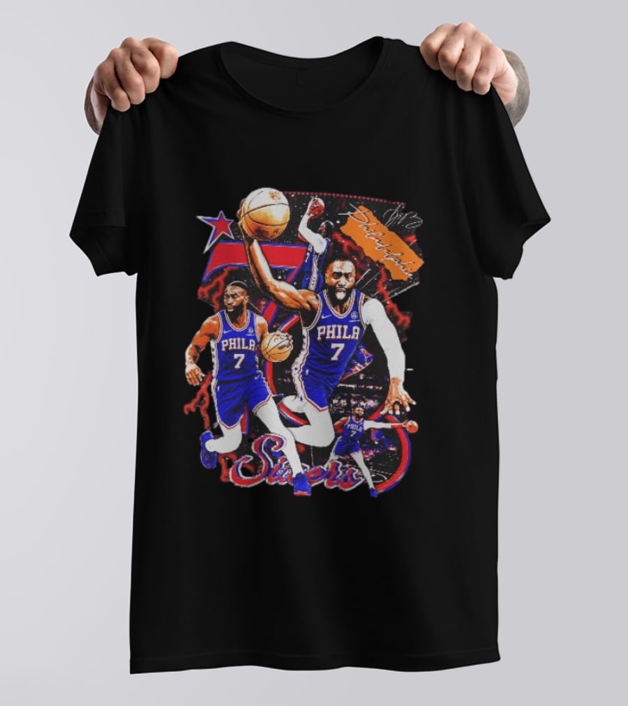 Tyrese Maxey Philadelphia Sixers Basketball Phila 7 NBA Player Action T-Shirt