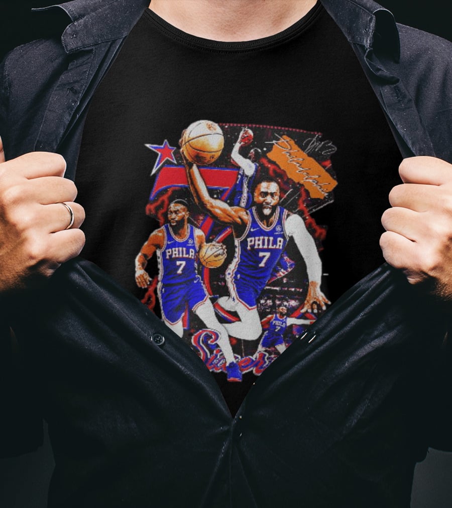 Tyrese Maxey Philadelphia Sixers Basketball Phila 7 NBA Player Action T-Shirt