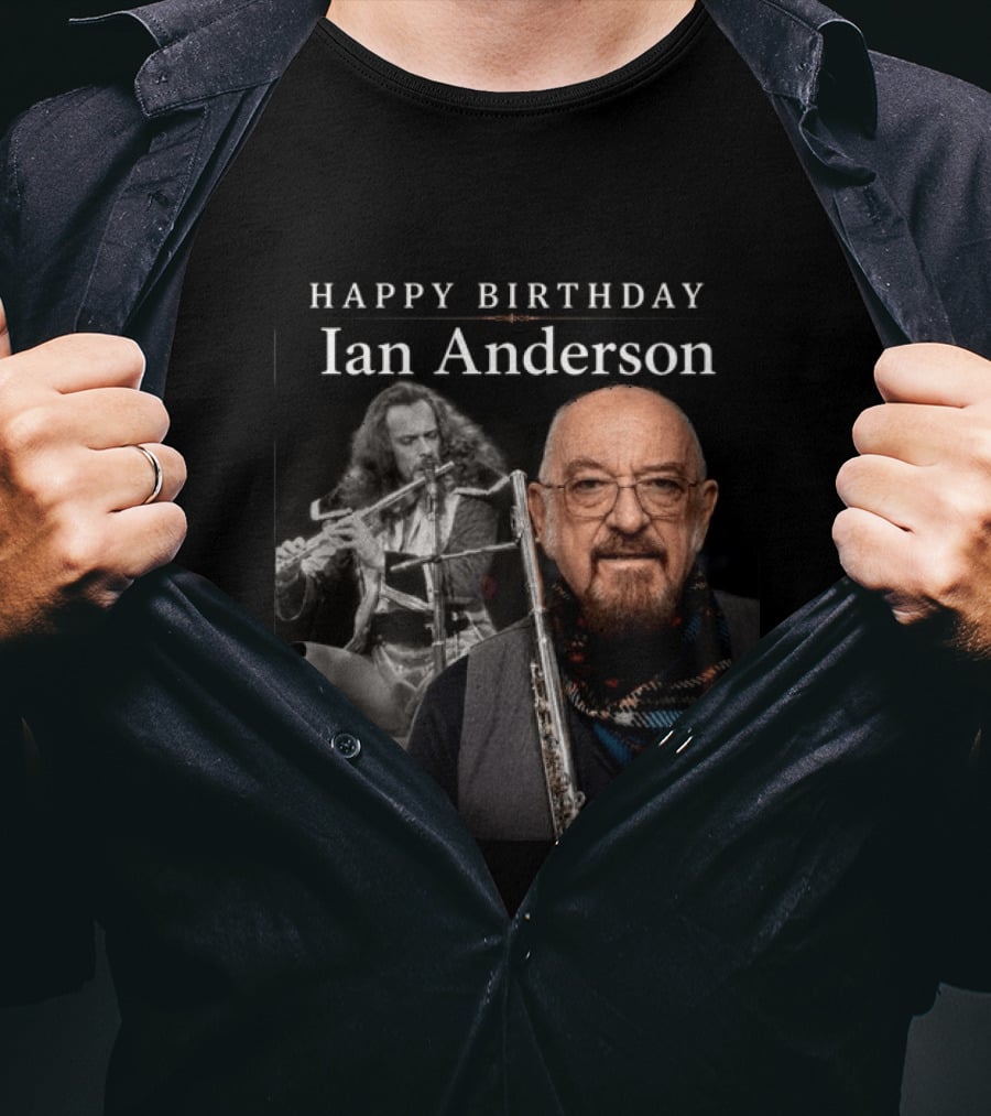 Ian Anderson Birthday Celebration Flute Iconic Musician T-Shirt