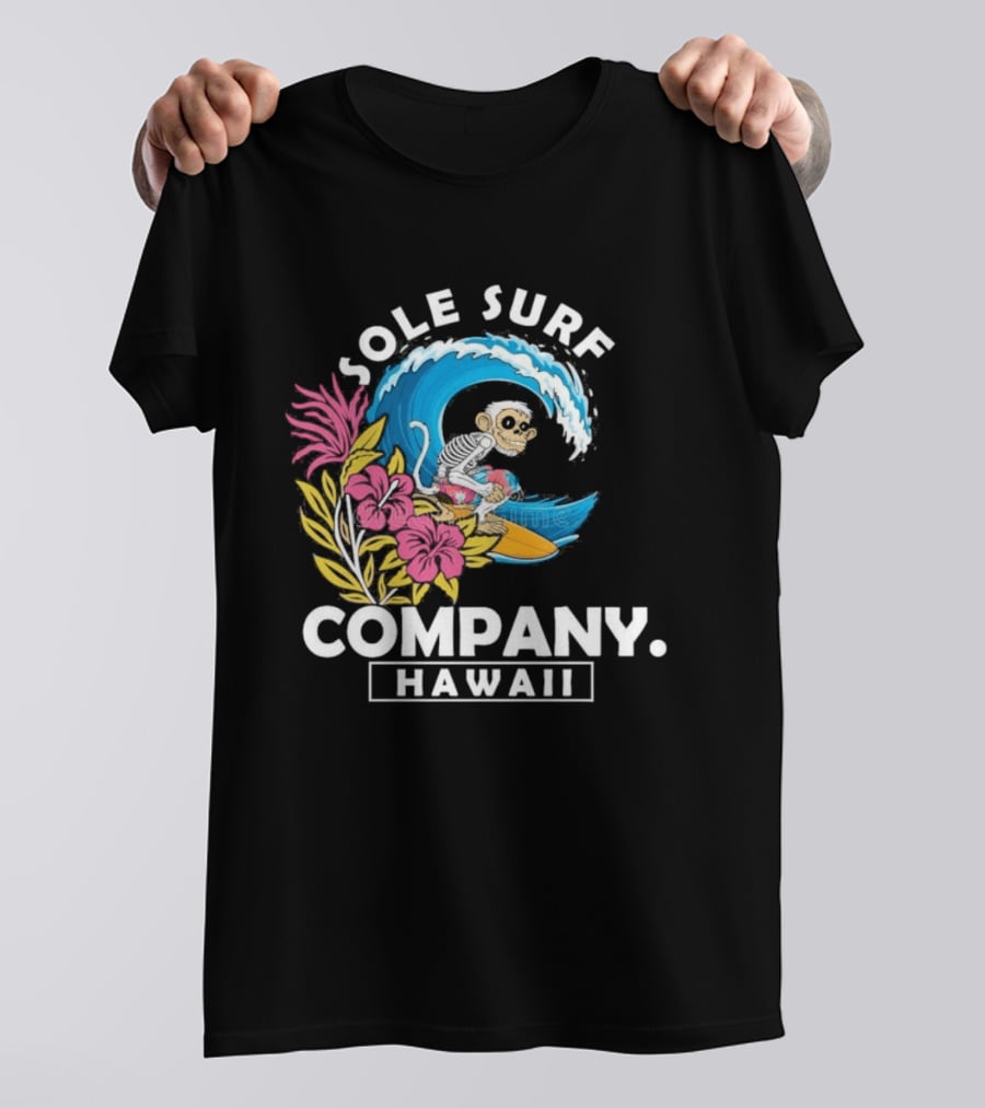 Sole Surf Company Hawaii Monkey Wave Flower Surfing T-Shirt