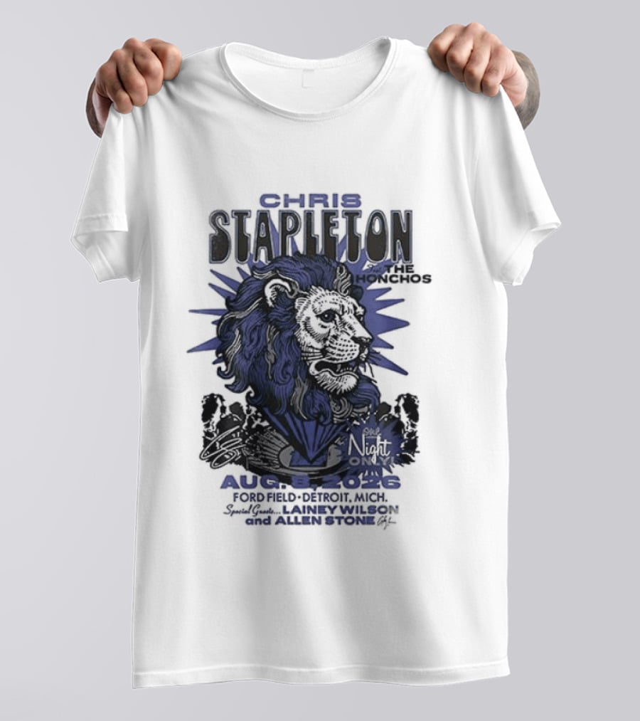 Chris Stapleton Detroit Lions August 2023 Ft The Honchos One Night Only T-Shirt