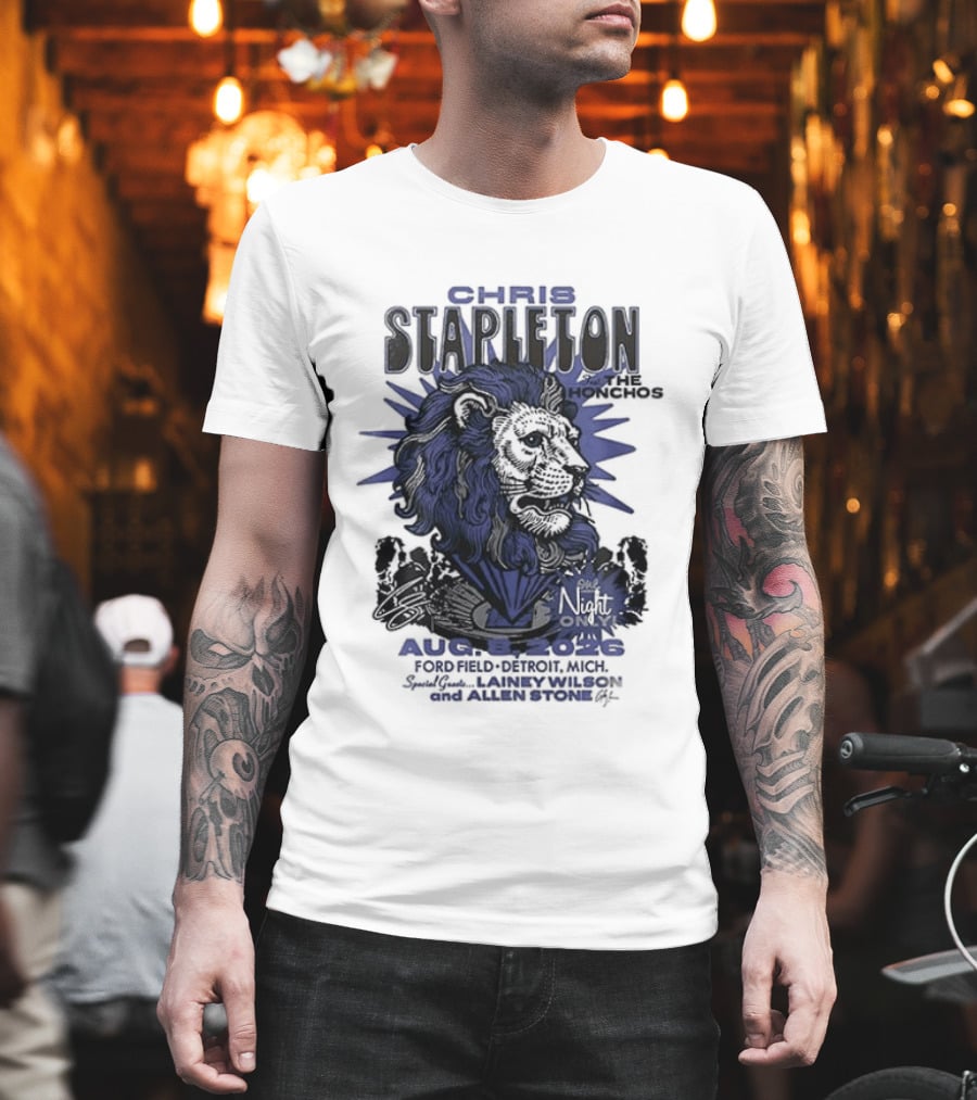 Chris Stapleton Detroit Lions August 2023 Ft The Honchos One Night Only T-Shirt