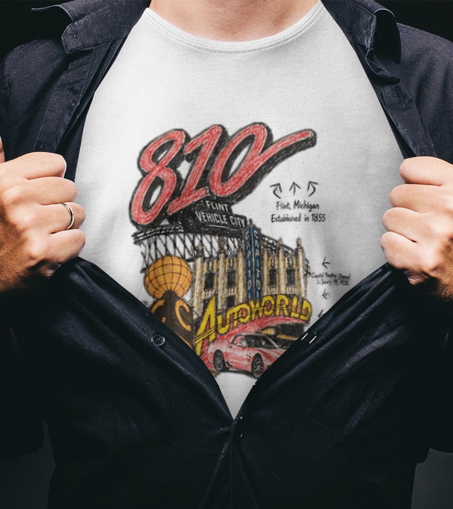 810 Flint Vehicle City Autoworld Grand Fountain Capitol Theatre McDonald's 810 Day Meal T-Shirt