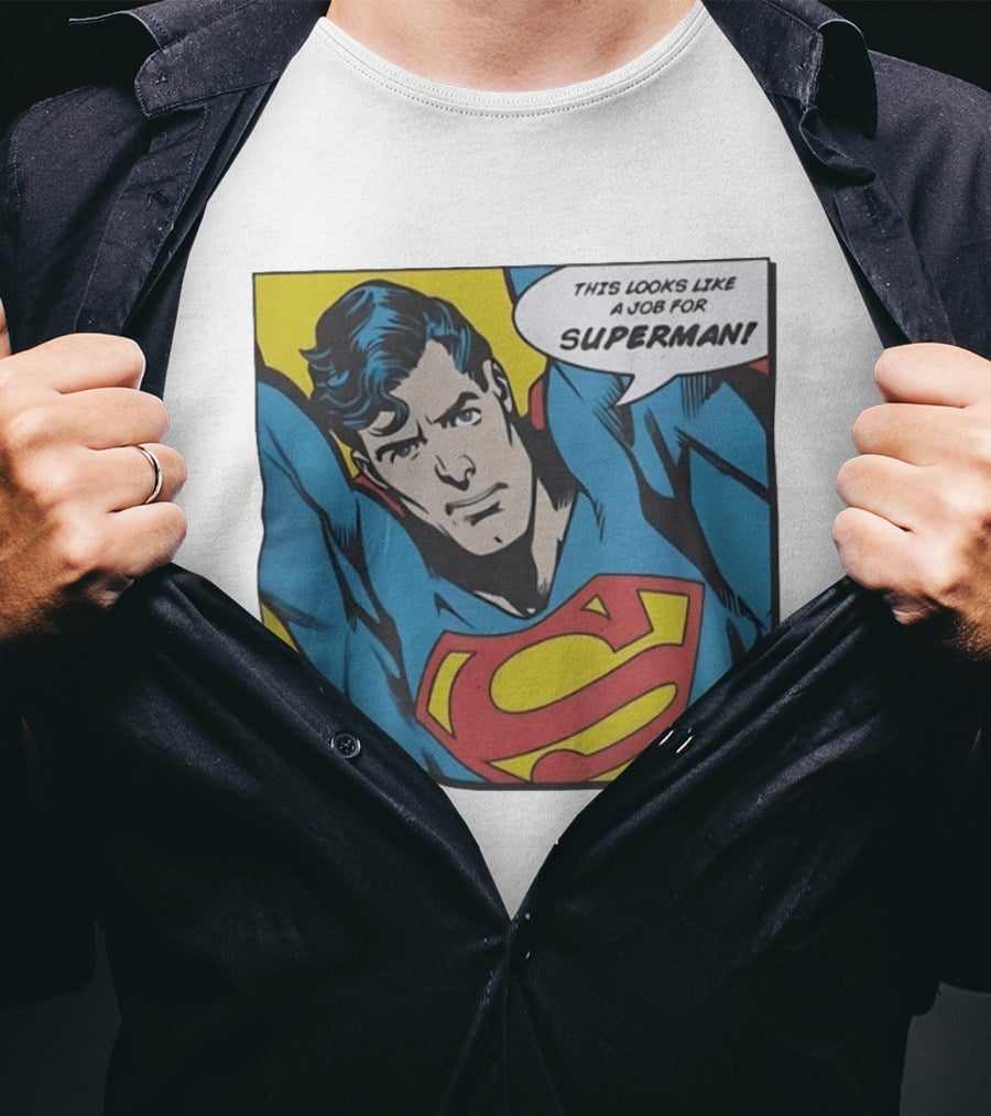 This Looks Like A Job For Superman Comic Panel Classic Superman Heroic Pose T-Shirt