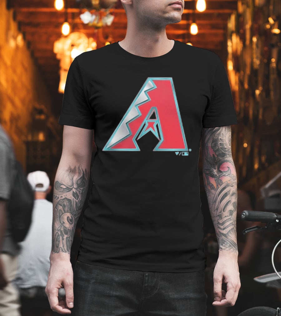Arizona Diamondbacks Women's Metallic A Logo Red And Silver T-Shirt