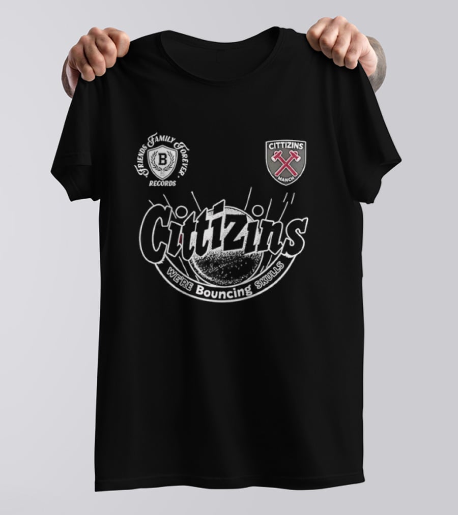 Cittizins We're Bouncing Skulls Friends Family Forever Records Football T-Shirt
