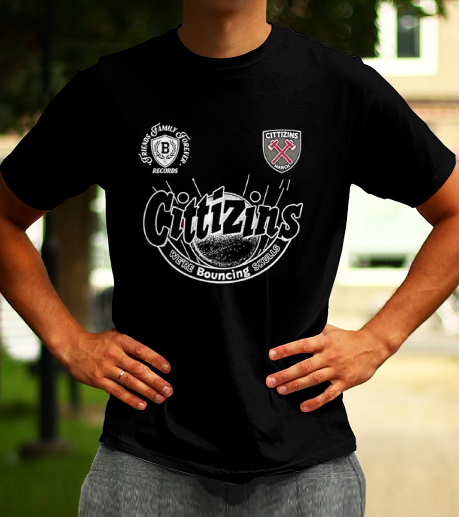 Cittizins We're Bouncing Skulls Friends Family Forever Records Football T-Shirt