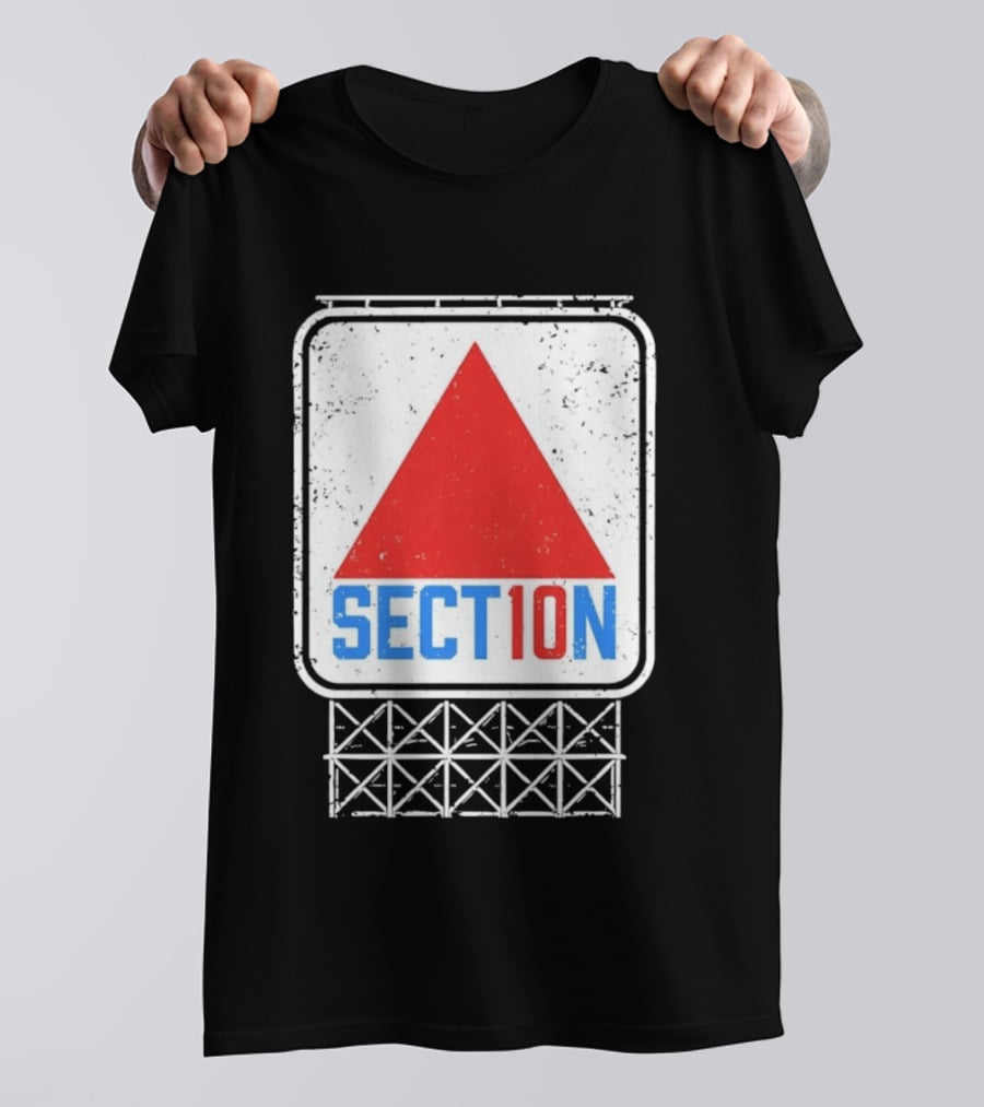 Section 10 Distressed Red Triangle Sign Retro Look S10 T-Shirt