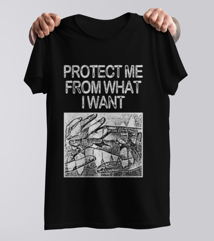 Protect Me From What I Want Get A Real Job Kid Store Black T-Shirt