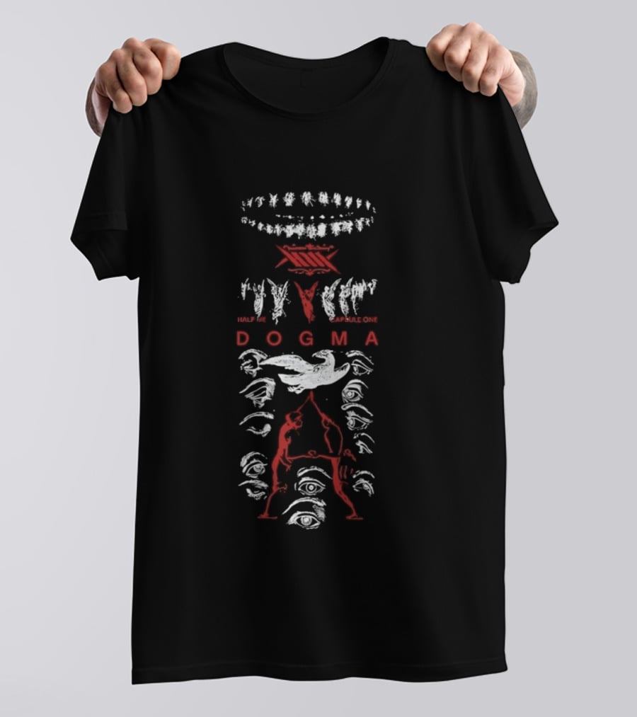 Half Me Capsule One Dogma Metalcore Band Art With Abstract Figures T-Shirt