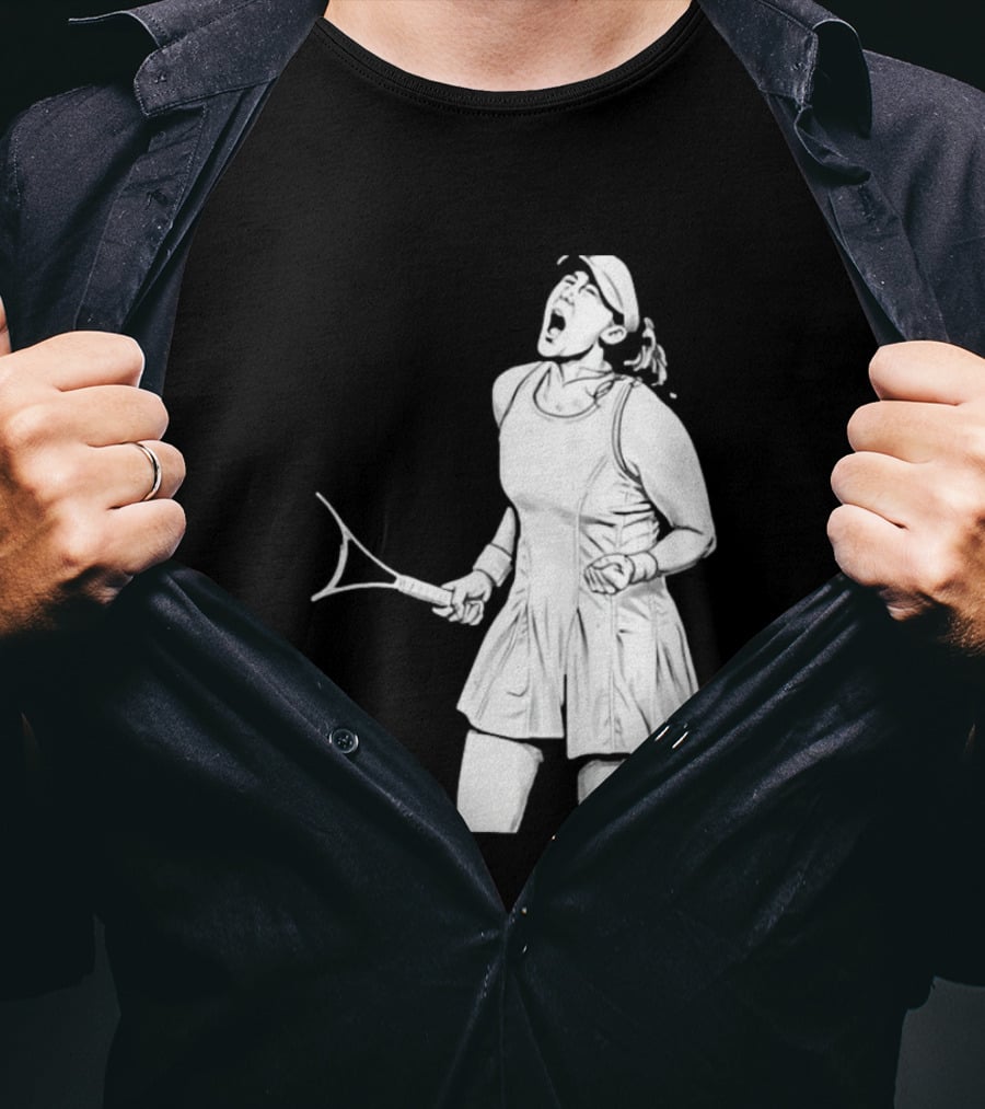 Tennis Player Celebrating Victory Power Grit Determination Black T-Shirt