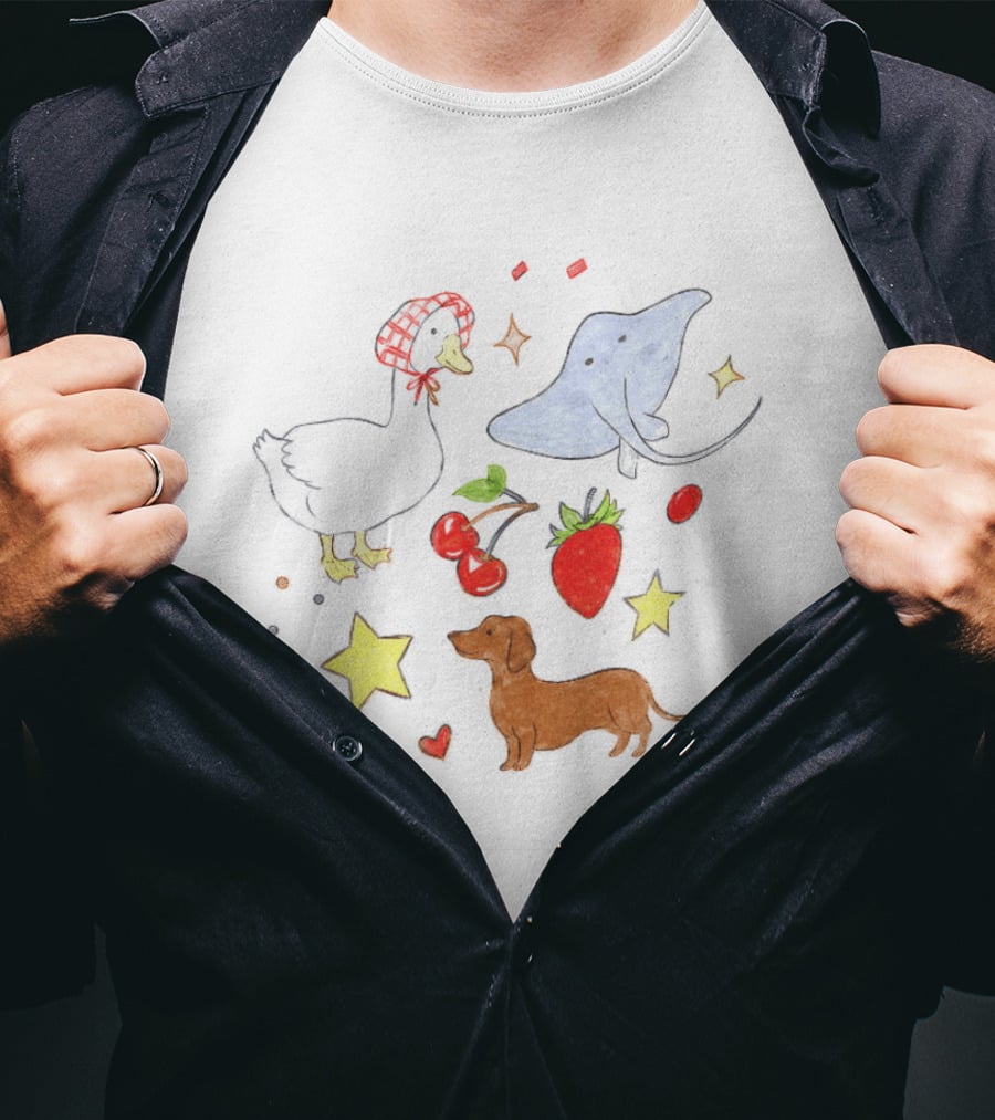 Goose Stingray Strawberry Cherry Dachshund Stars Nature T-Shirt