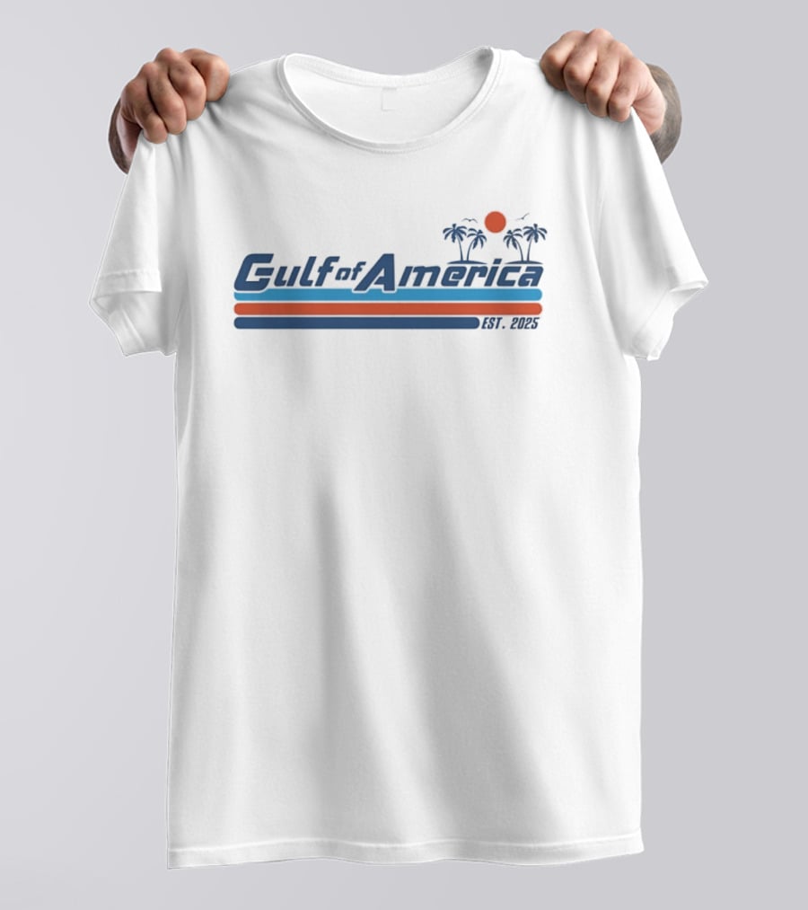 Gulf Of America Est 2025 Palm Trees Sunset Tropical T-Shirt