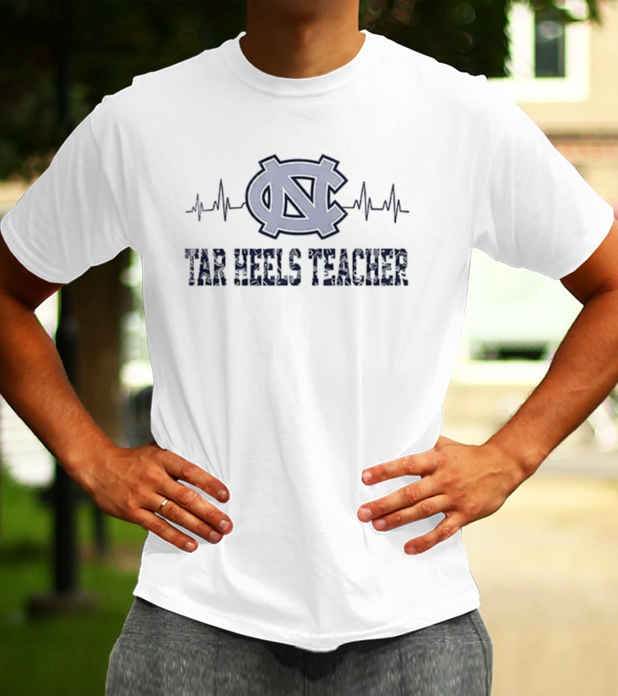 North Carolina Tar Heels Teacher Heartbeat Football Edition T-Shirt