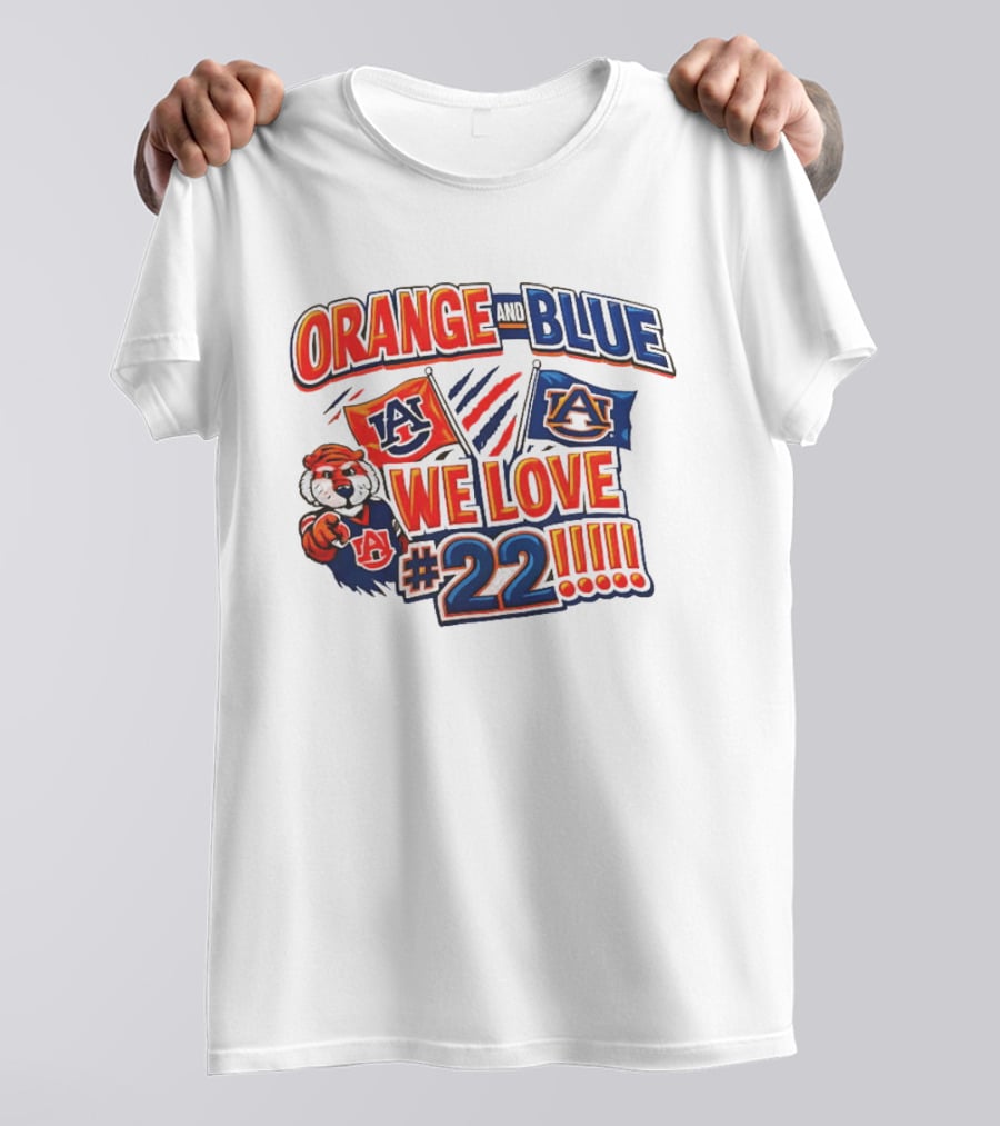 Auburn Tigers Orange And Blue We Love #22 Paws Up Enthusiasts T-Shirt