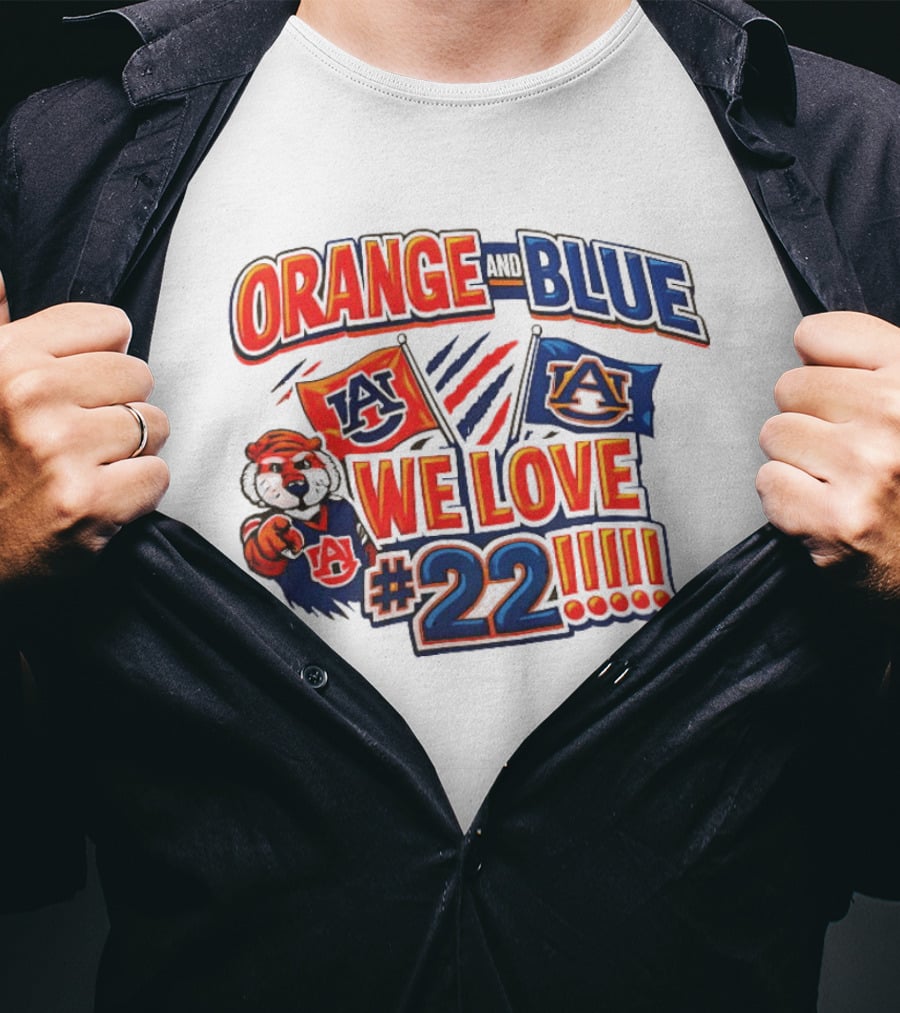 Auburn Tigers Orange And Blue We Love #22 Paws Up Enthusiasts T-Shirt