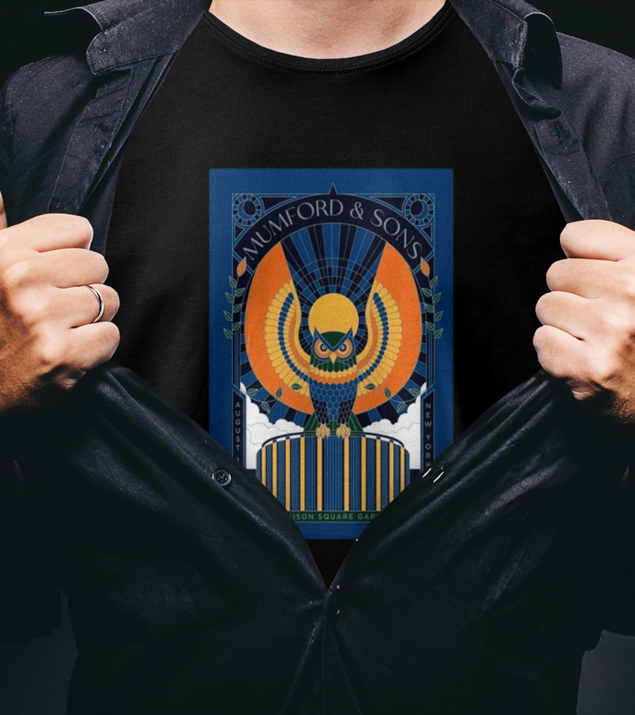 Mumford & Sons New York City August 12 2026 Madison Square Garden Owl T-Shirt