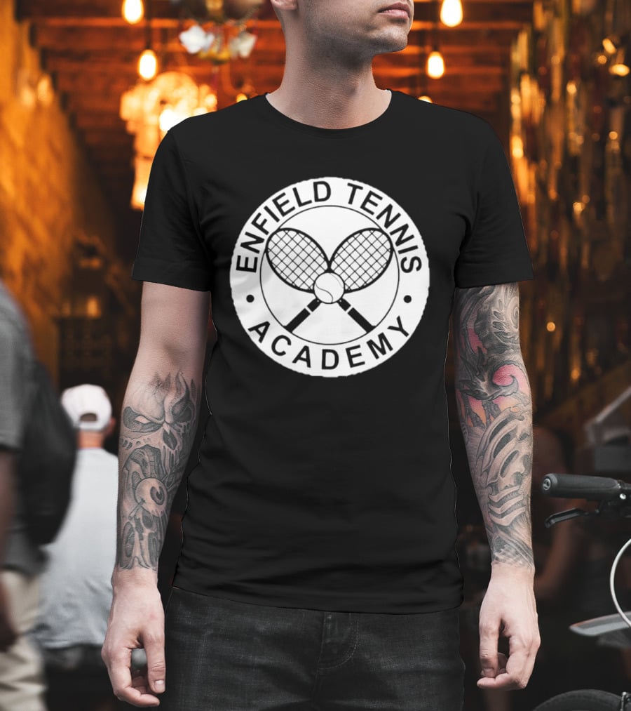 Enfield Tennis Academy Sports Club Circle Badge With Crossed Racquets T-Shirt