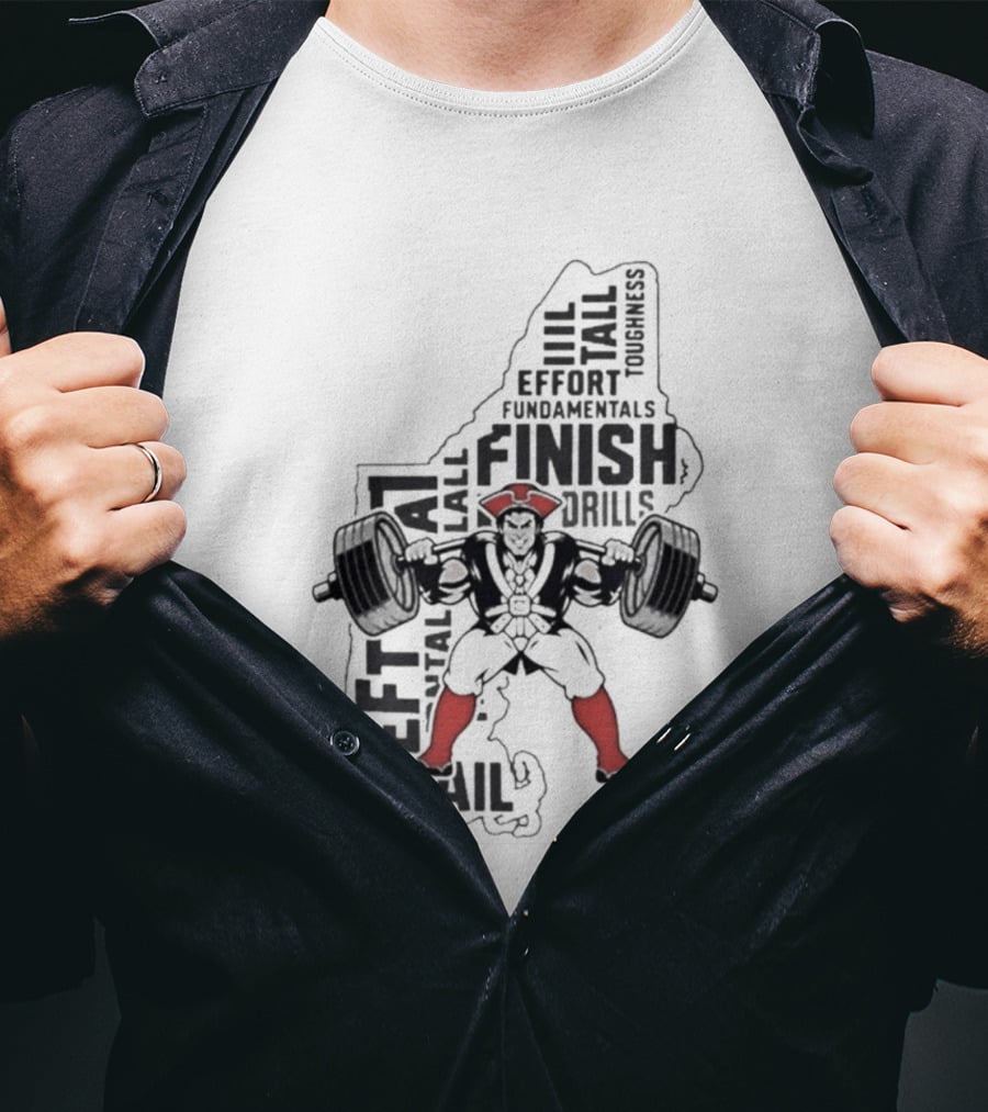 Pat Patriot Colonial Barbell Finish Drill Effort Detail T-Shirt