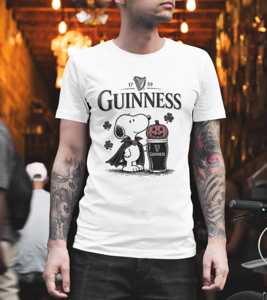 Guinness Snoopy Halloween Vampire Dark Brew Pumpkin T-Shirt