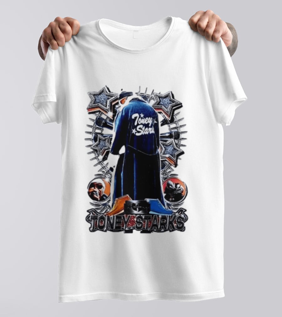 Toney Starks Blue Coat Star Motif Back Cover Art With Big Pun T-Shirt