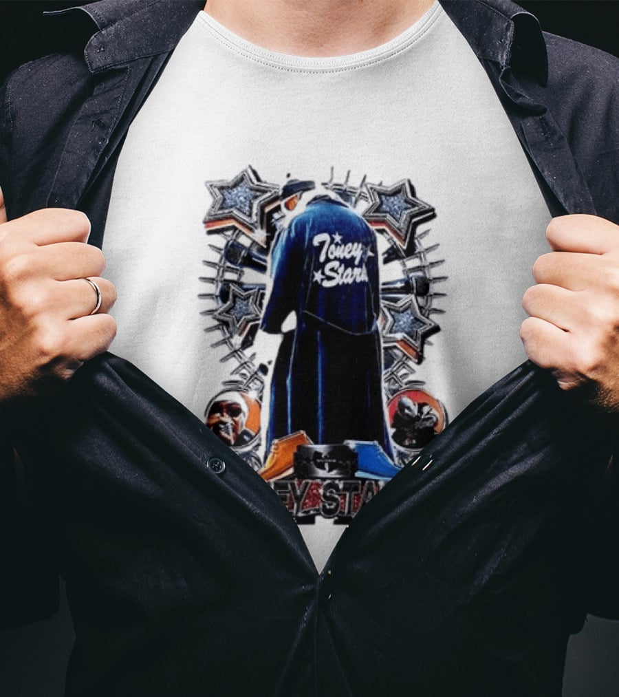 Toney Starks Blue Coat Star Motif Back Cover Art With Big Pun T-Shirt