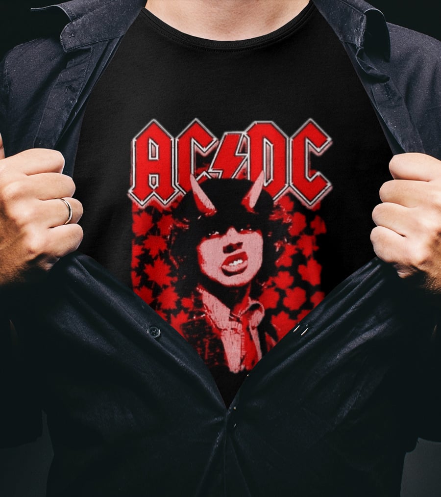 AC DC Pwr Up Canada 2026 Tour Rock Band Maple Leaf T-Shirt
