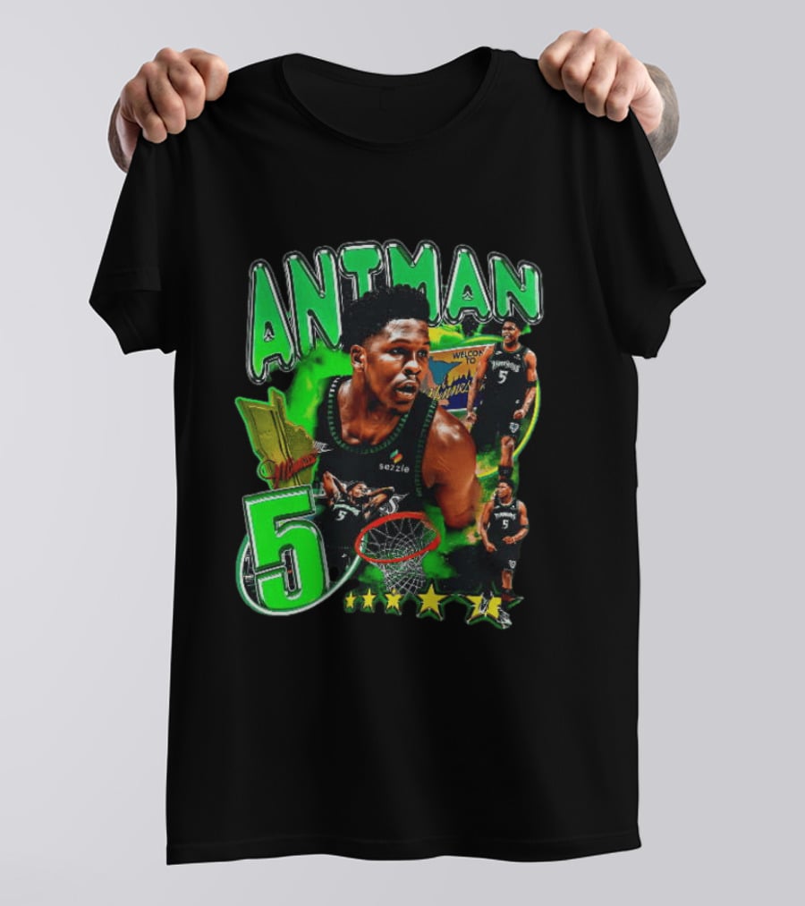 ANITMAN 5 Anthony Edwards Minnesota Timberwolves Welcome To Minnesota T-Shirt