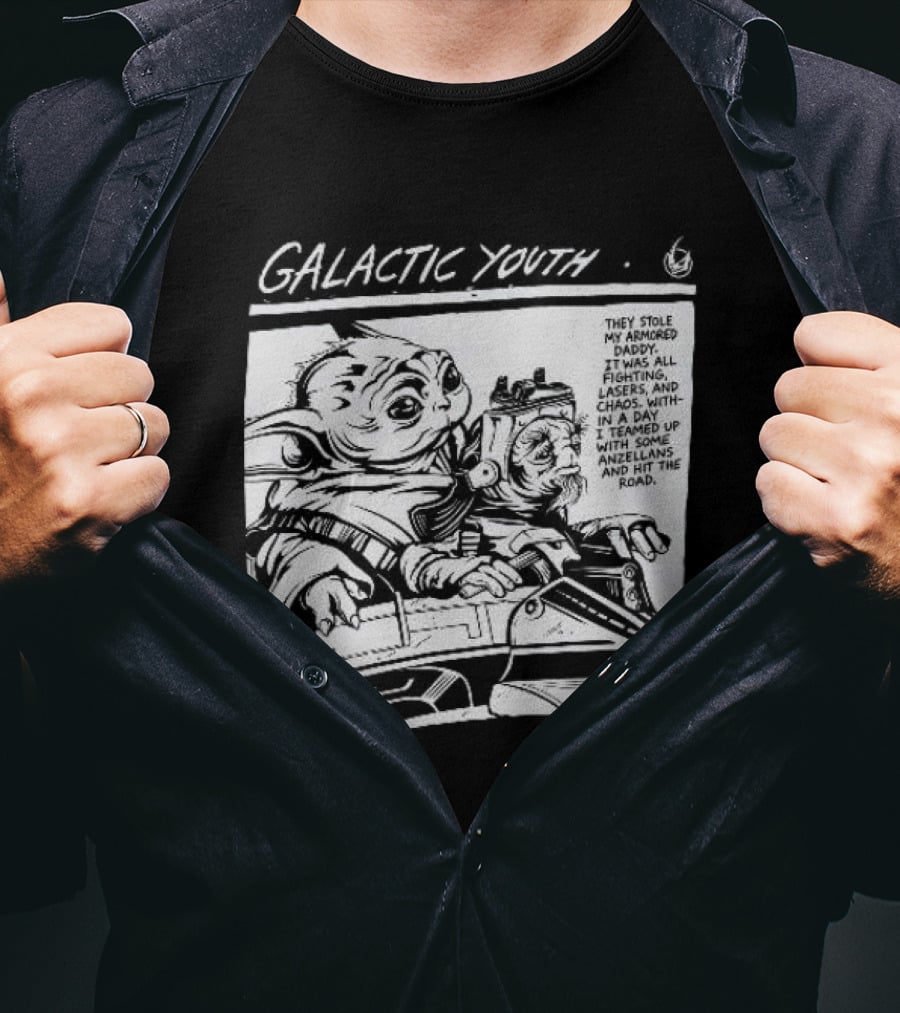 Grogu And Babu Frik Star Wars Galactic Youth They Stole My Armored Daddy T-Shirt