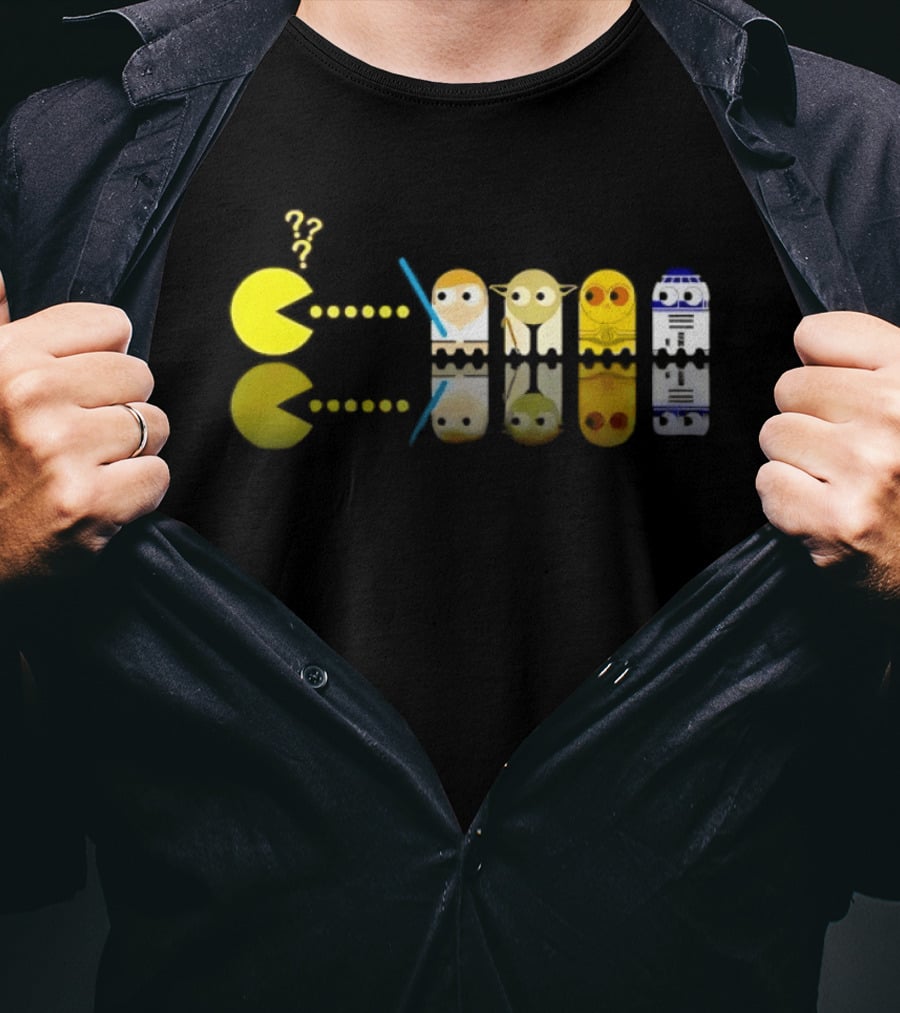 Pac Man Star Wars Crossover Luke Skywalker Yoda R2D2 T-Shirt