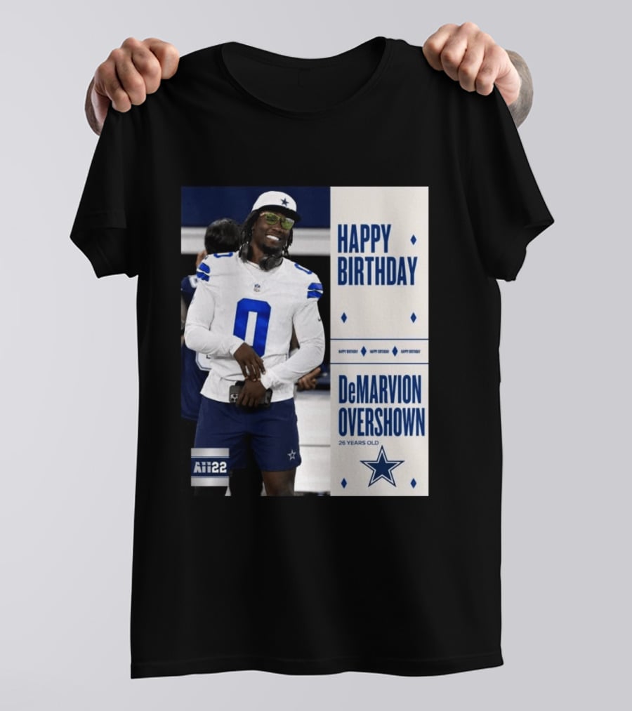 Happy Birthday DeMarvion Overshown 26 Years Old Dallas Cowboys Linebacker Celebration T-Shirt
