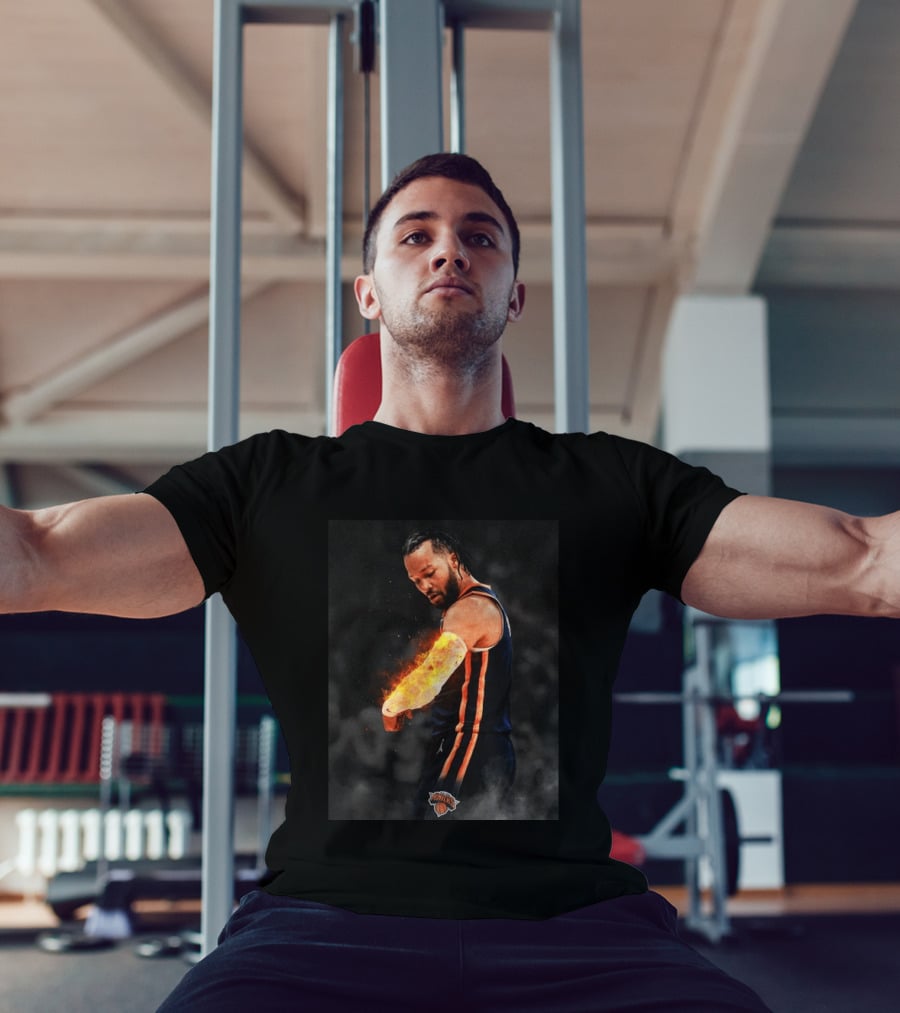 Happy International Lefthanders Day Jalen Brunson Knicks Player Flaming Arm T-Shirt