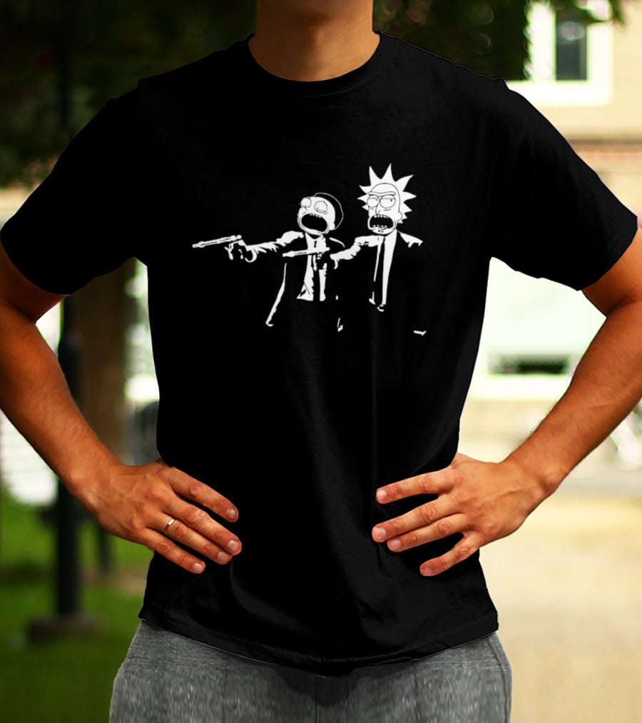 Rick And Morty Pulp Fiction Crossover Adult Swim T-Shirt