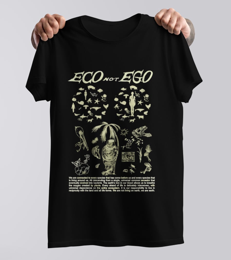 ECO Not EGO Environmental Awareness Nature Wildlife Conservation Planet Message T-Shirt