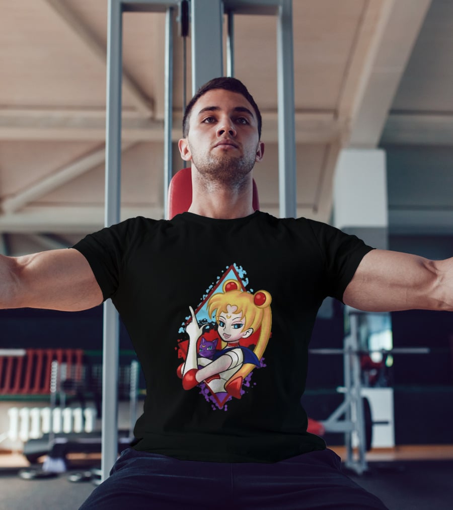 Sailor Moon With Luna Cat Anime Manga T-Shirt