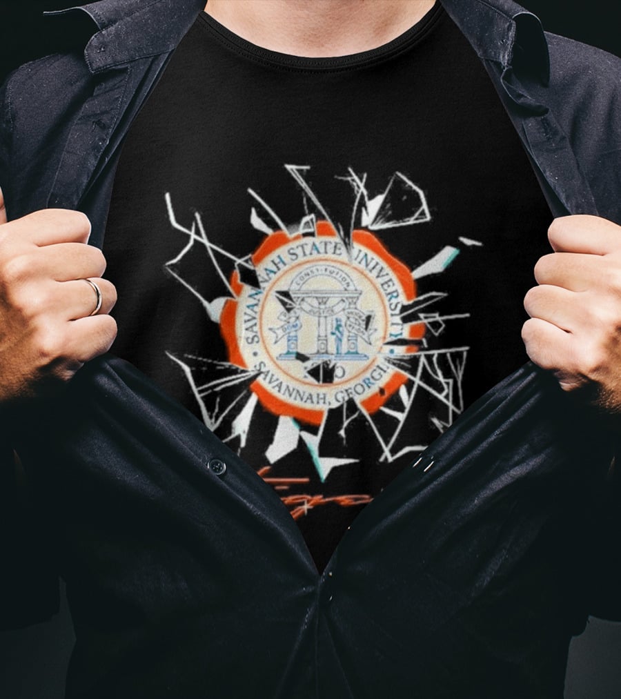 Savannah State University Seal Tigers Shattered Glass T-Shirt