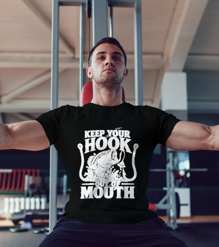 Keep Your Hook Out Of Mouth Bass Angling Water Splash Distressed T-Shirt