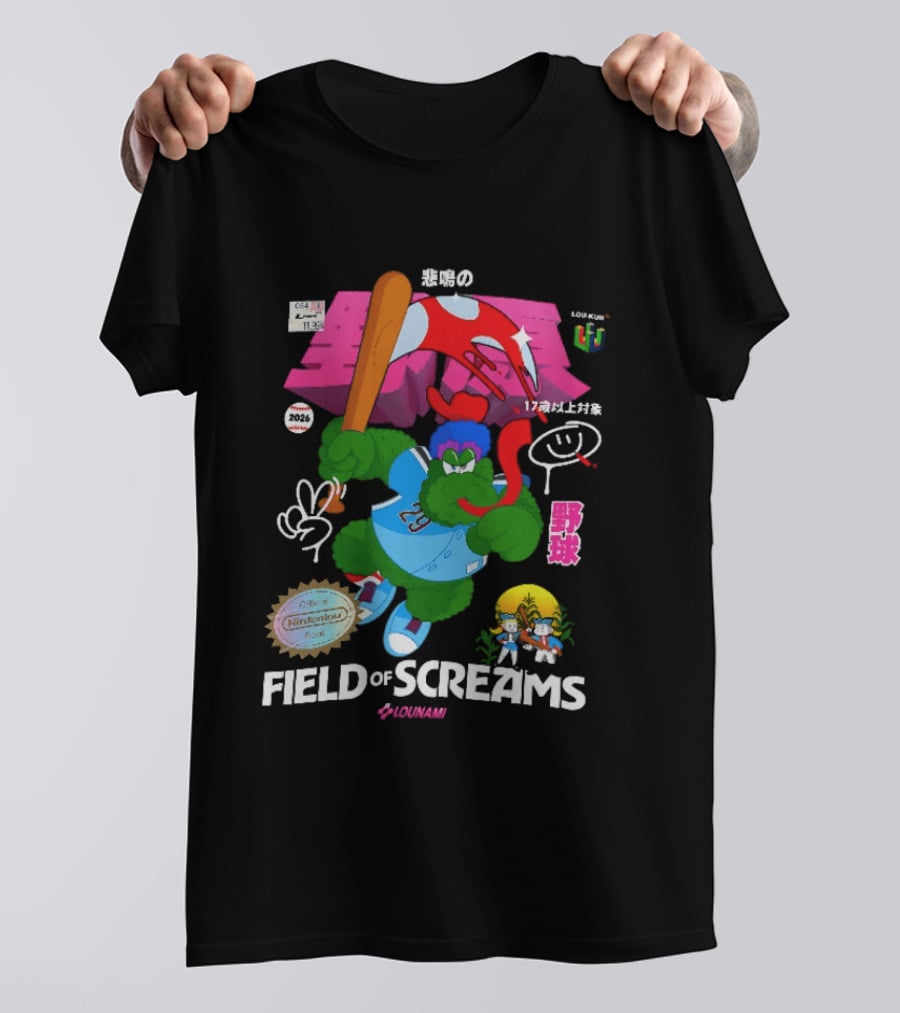 Field Of Screams Baseball 2026 Nintenlou Seal Lounami 17 T-Shirt