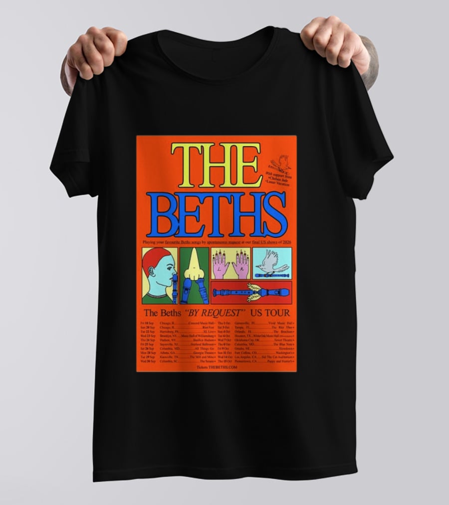 The Beths By Request US Tour 2026 Final Shows With Hands And Musical Notes T-Shirt