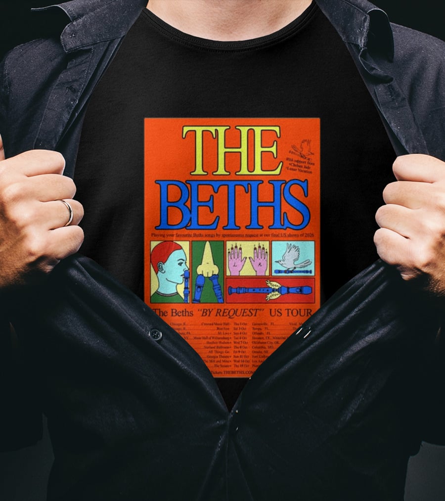 The Beths By Request US Tour 2026 Final Shows With Hands And Musical Notes T-Shirt