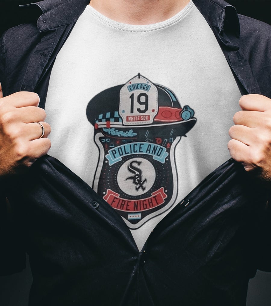 Chicago White Sox Police And Fire Night 19 Badge Hat Sox T-Shirt