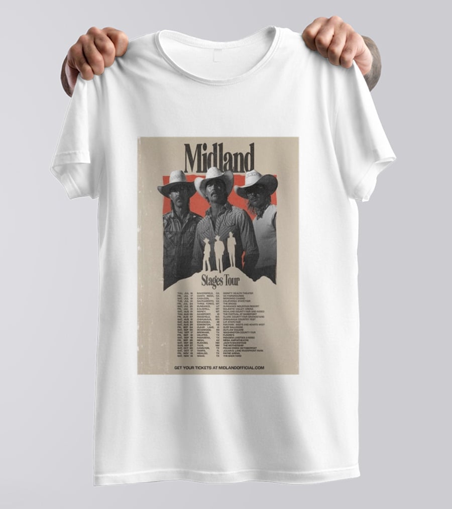 Midland Stages Tour 2026 Concert Dates And Locations T-Shirt