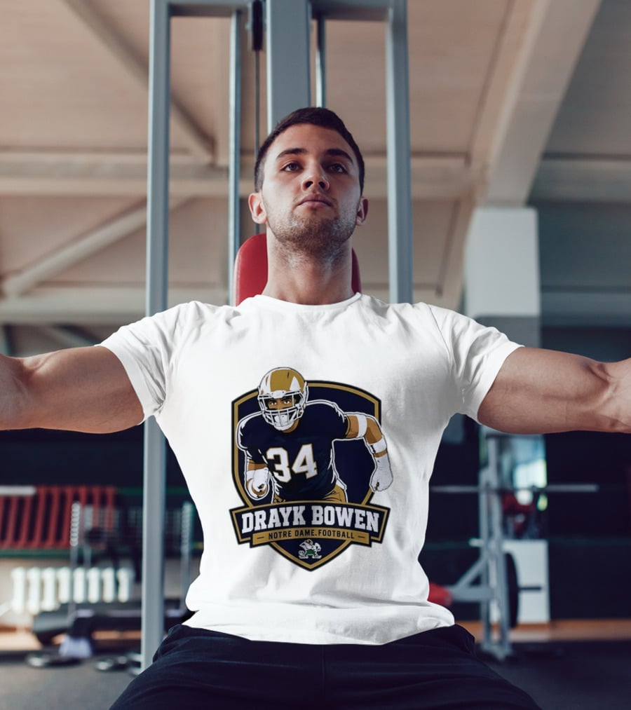 Drayk Bowen Notre Dame Football 34 Fighting Irish NCAA T-Shirt
