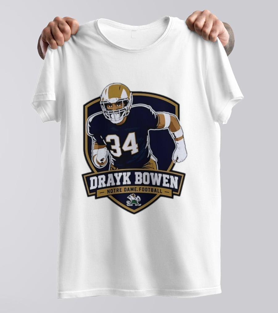 Drayk Bowen Notre Dame Football 34 Fighting Irish NCAA T-Shirt